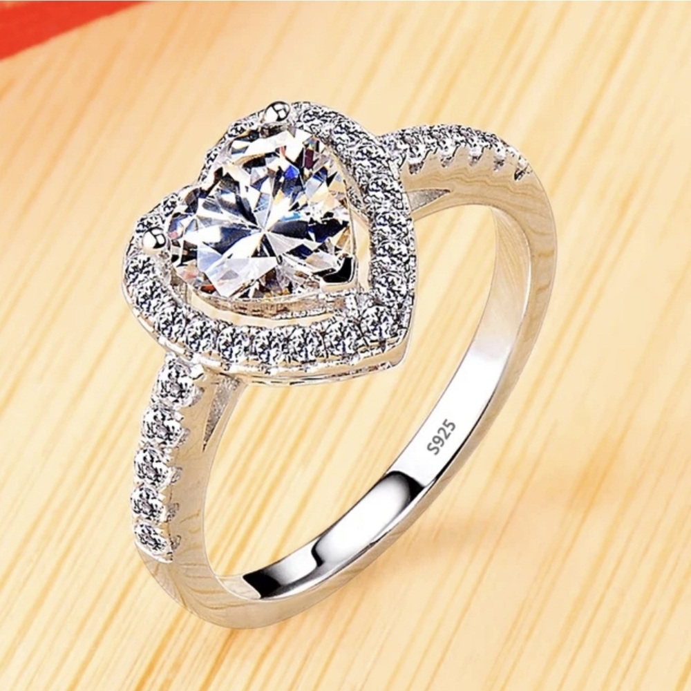 925 Sterling Silver Proposal Ring for Women,Heart,CertifiedTibetan,Engagement
